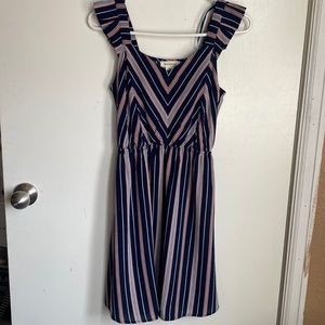 Monteau Navy Blue/Pink Chevron Mini Dress (Small)